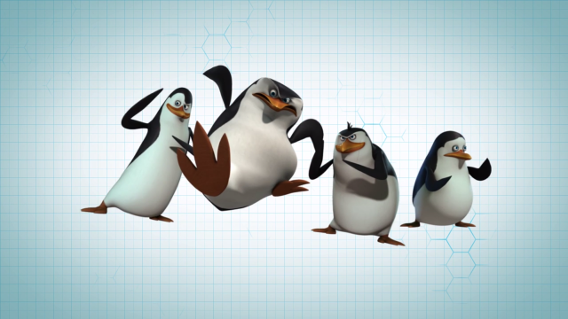 Penguins standing line blue background free wallpaper for desktop - medium preview image