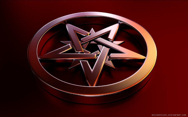 Gold red pentagram star red free wallpaper for desktop - medium preview image