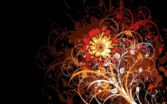 Red yellow flower black background #3 free wallpaper for desktop - medium preview image