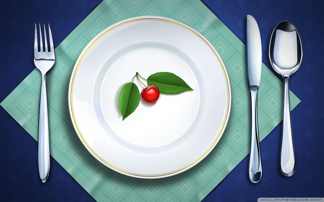Cherry plate fork knife tablecloth free wallpaper for desktop - medium preview image