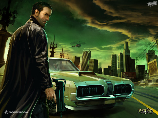 Man black coat car city free wallpaper for desktop - medium preview image