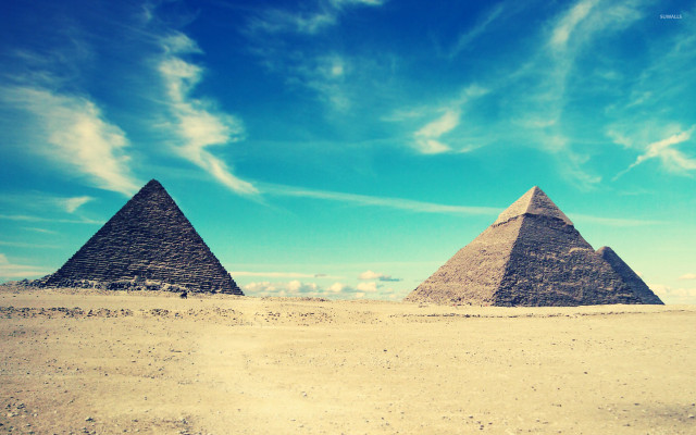 Pyramids desert blue sky clouds #3 free wallpaper for desktop - medium preview image