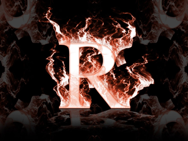 Fire letter flamed r black free wallpaper for desktop - medium preview image