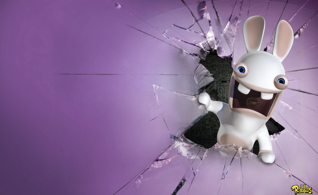 Cartoon bunny broken window cell free wallpaper for desktop - medium preview image
