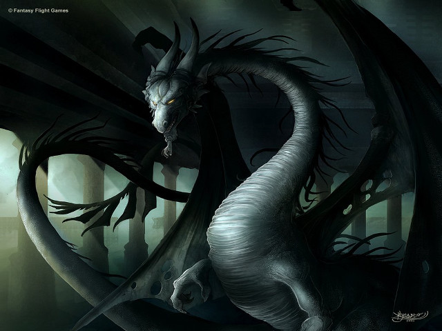 Dragon long neck tail dark free wallpaper for desktop - medium preview image