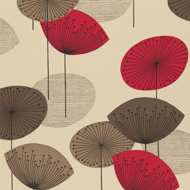 Red brown umbrellas pattern beige free wallpaper for tablet - medium preview image