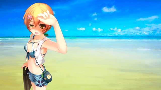 Girl bikini beach ocean camera free wallpaper for desktop - medium preview image