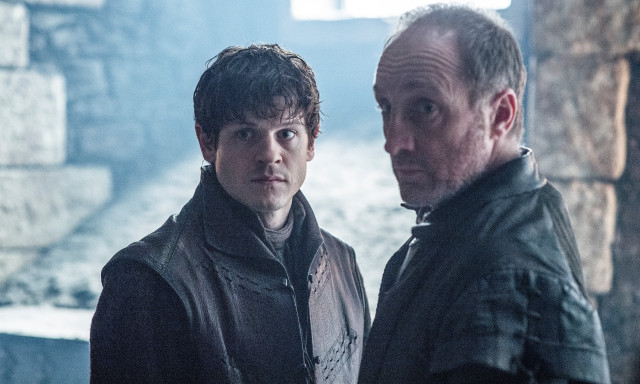 Two men stone building wall free wallpaper for desktop - medium preview image