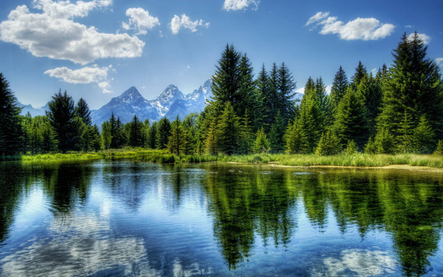 Lake trees mountains blue sky #21 free wallpaper for desktop - medium preview image