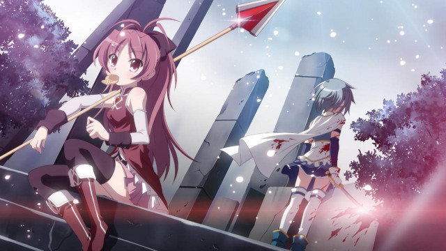 Anime girls snow street flag free wallpaper for desktop - medium preview image