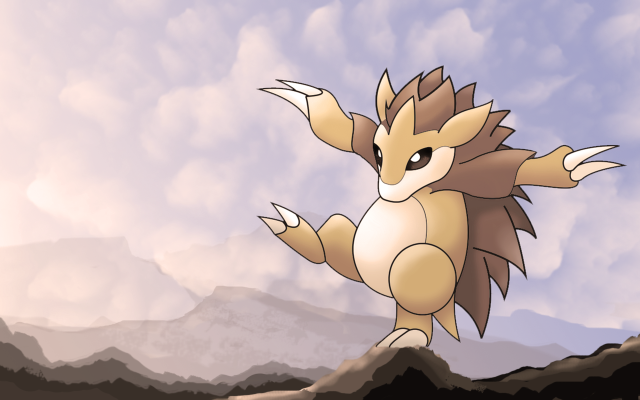 Cute pokemon hilltop mountains clouds free wallpaper for desktop - medium preview image