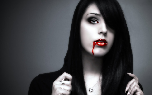 Woman blood ring necklace face free wallpaper for desktop - medium preview image