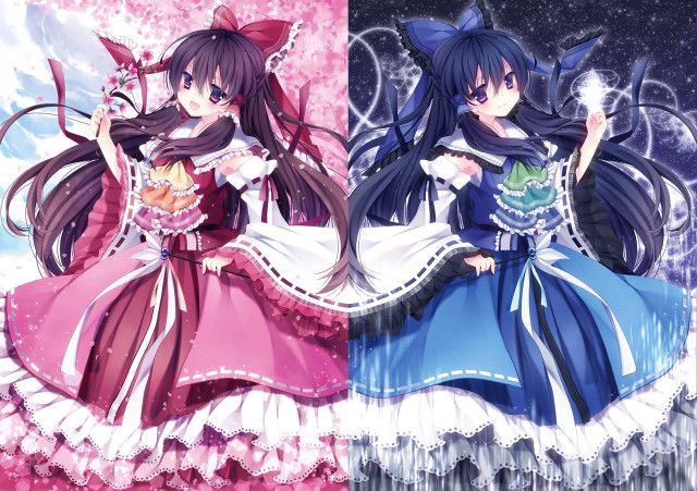 Anime girls dresses long hair #2 free wallpaper for desktop - medium preview image