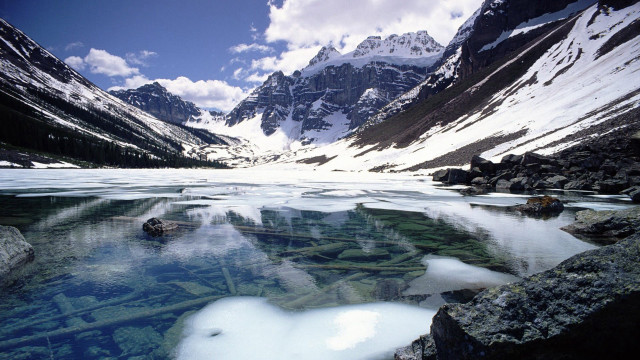 Mountain lake ice snow background free wallpaper for desktop - medium preview image