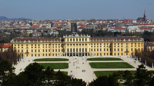 Large building windows grass trees free wallpaper for desktop - medium preview image
