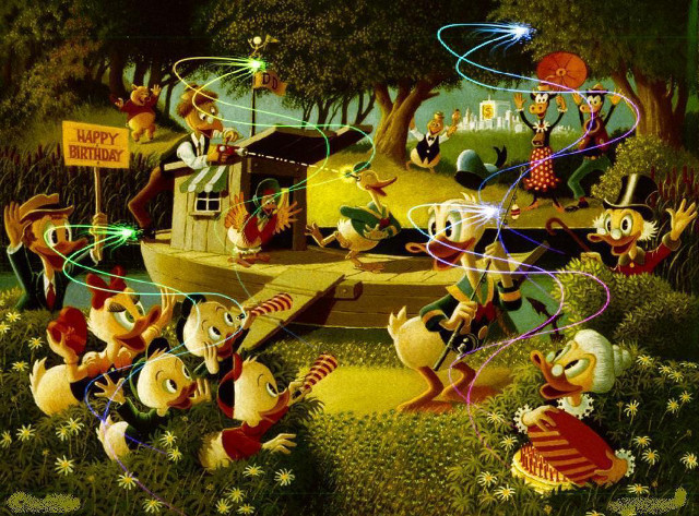 Cartoon characters dancing park happy free wallpaper for desktop - medium preview image