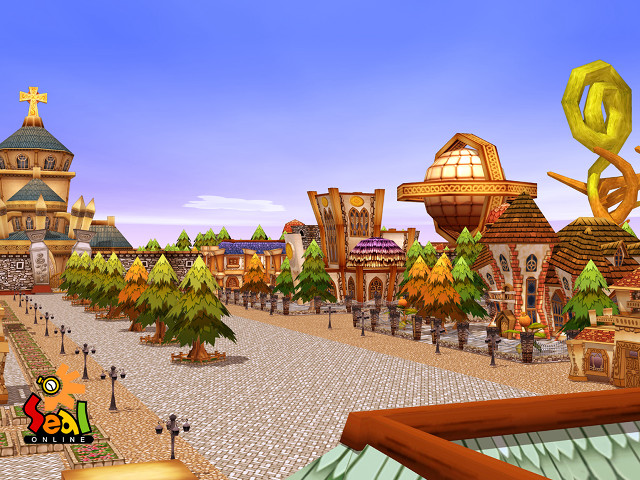 Town buildings trees street computer free wallpaper for desktop - medium preview image