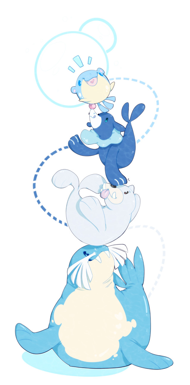 Whale seal drawing on top free wallpaper for mobile - medium preview image