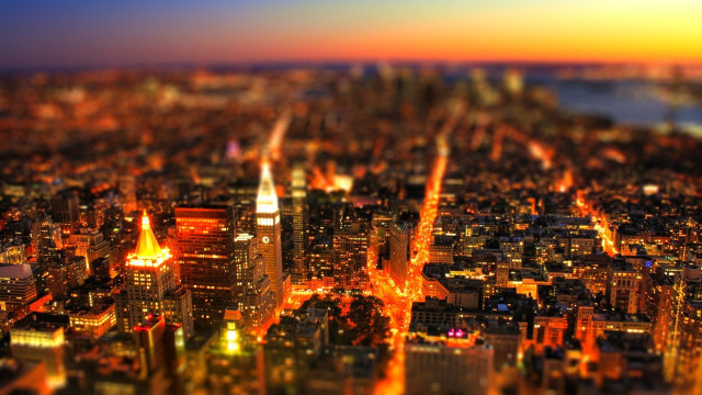 City night orange glow buildings free wallpaper for desktop - medium preview image