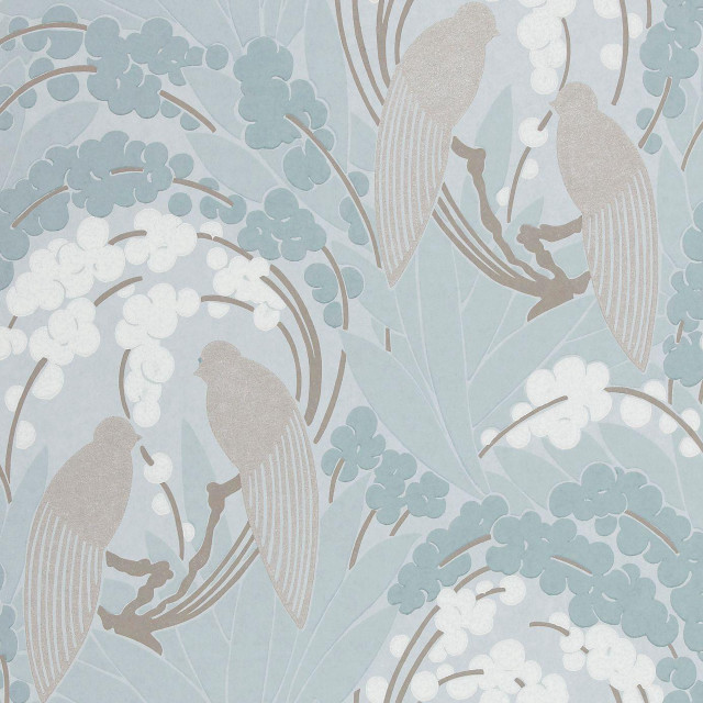 Birds flowers blue beige wallpaper free wallpaper for tablet - medium preview image