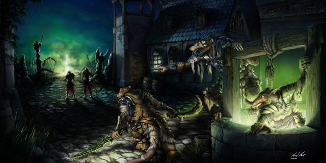 Glowing door dark alley creepy free wallpaper for desktop - medium preview image