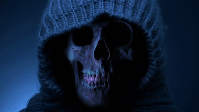 Skull hooded jacket dark hood free wallpaper for desktop - medium preview image