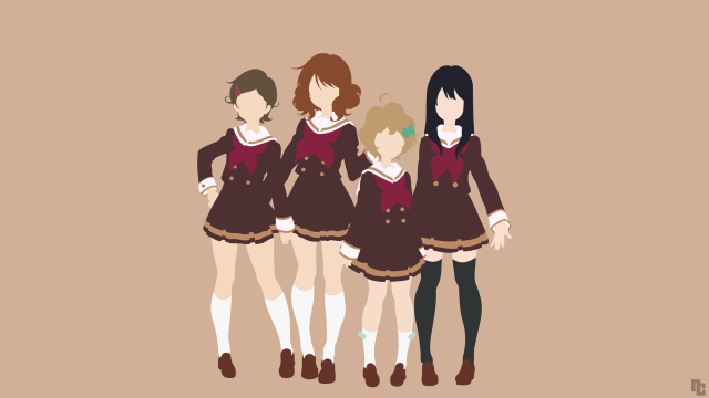 Girls school uniforms standing line free wallpaper for desktop - medium preview image