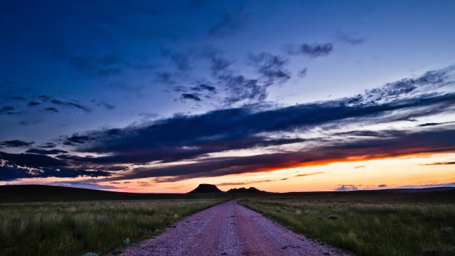 Dirt road field sunset clouds #2 free wallpaper for desktop - medium preview image
