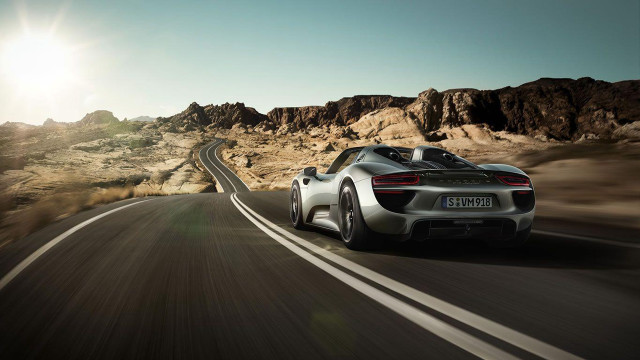 Silver sports car desert road #3 free wallpaper for desktop - medium preview image
