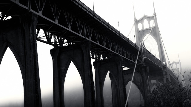 Bridge tall tower foggy day free wallpaper for desktop - medium preview image