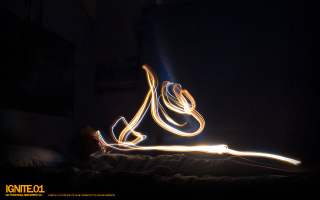 Person laying bed light painting free wallpaper for desktop - medium preview image