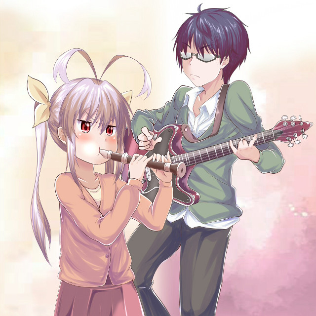 Anime characters guitar playing couple free wallpaper for tablet - medium preview image