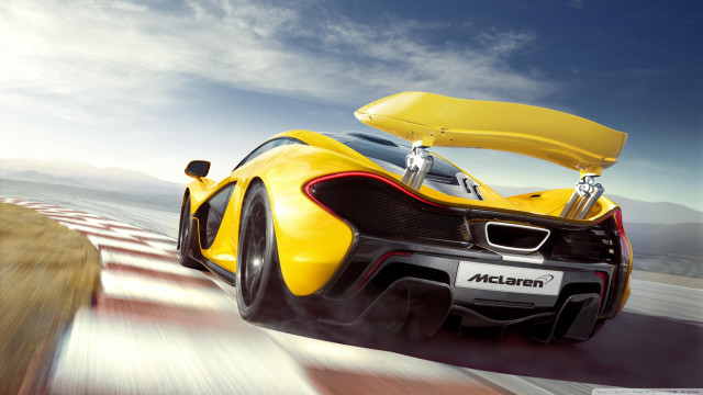 Yellow sports car hood open free wallpaper for desktop - medium preview image