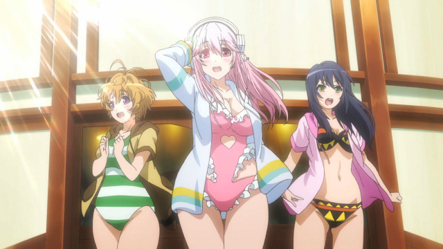 Anime girls bathing suits window free wallpaper for desktop - medium preview image