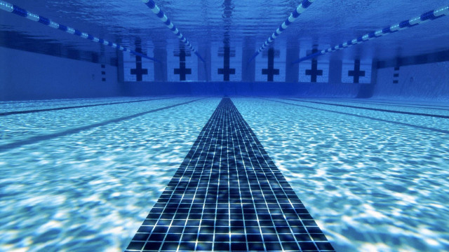 Long pool tiled floor blue free wallpaper for desktop - medium preview image