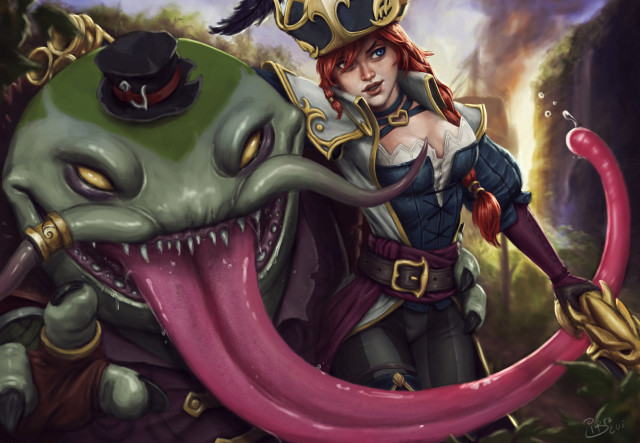 Woman pirate costume giant creature free wallpaper for desktop - medium preview image