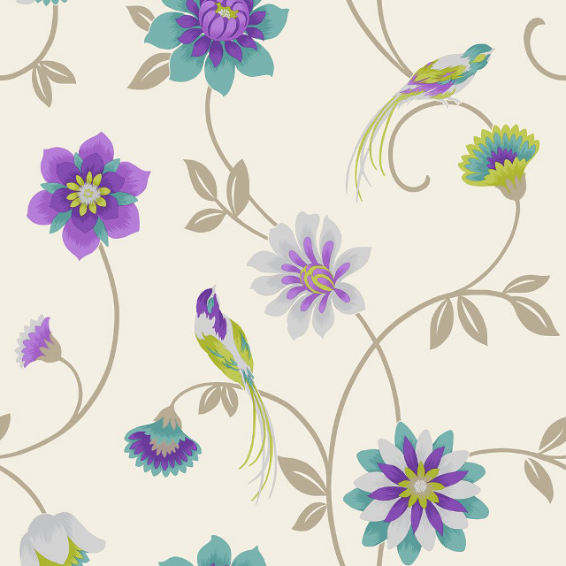 Floral wallpaper bird flowers side free wallpaper for tablet - medium preview image