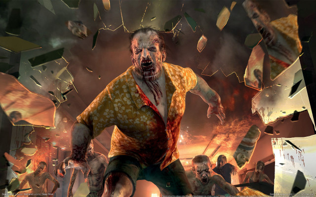 Zombie running room fire man free wallpaper for desktop - medium preview image