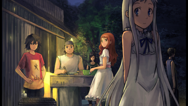 Forest night gathering girl white free wallpaper for desktop - medium preview image