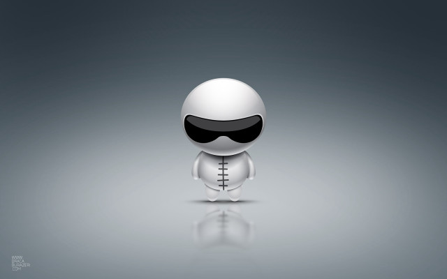 White robot black eye gray free wallpaper for desktop - medium preview image