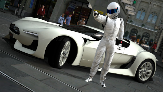 Man white suit white car free wallpaper for desktop - medium preview image