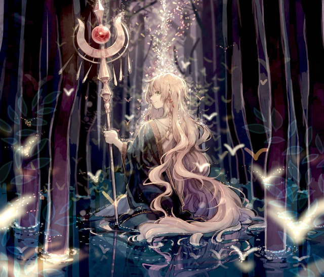 Girl sitting forest umbrella red free wallpaper for desktop - medium preview image