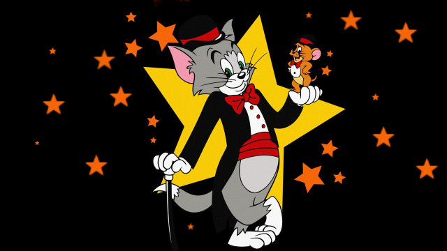 Cartoon cat holding star microphone free wallpaper for desktop - medium preview image