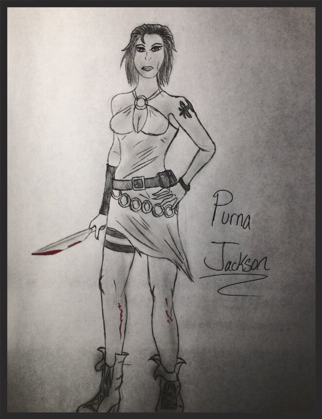 Woman knife drawing name puma free wallpaper for mobile - medium preview image