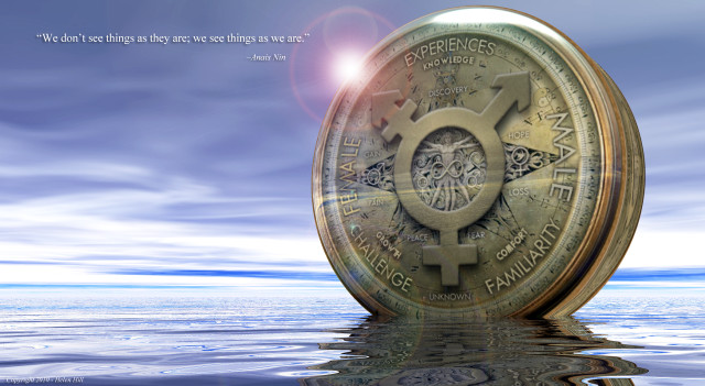 Golden coin floating water sky free wallpaper for desktop - medium preview image