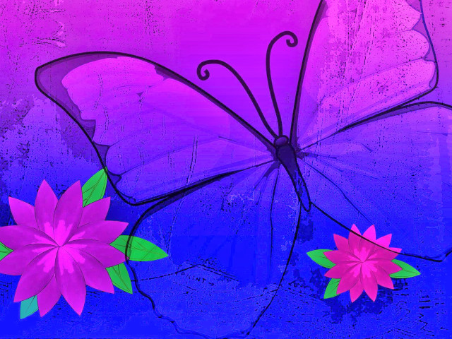 Butterfly flowers purple background pink free wallpaper for desktop - medium preview image
