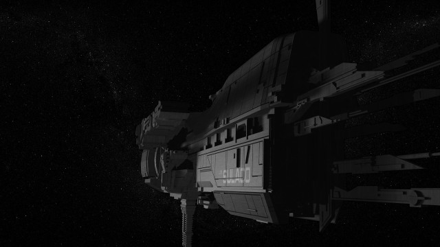 Space station night stars blackwhite free wallpaper for desktop - medium preview image