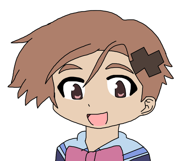 Cartoon boy cross bowtie forehead free wallpaper for desktop - medium preview image