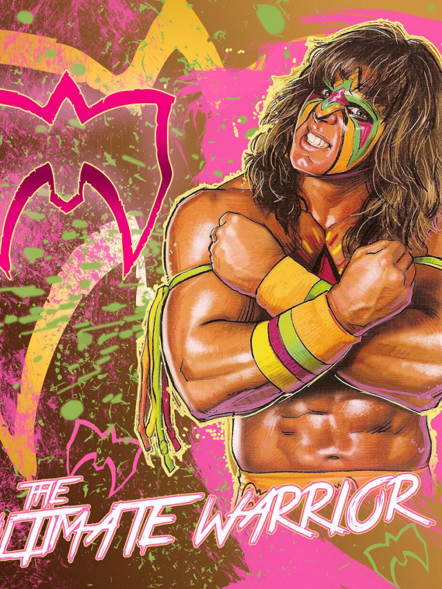 Wrestler portrait pink yellow face free wallpaper for mobile - medium preview image