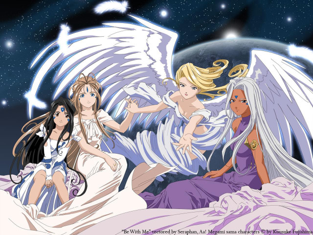 Anime girls bed angel wings free wallpaper for desktop - medium preview image
